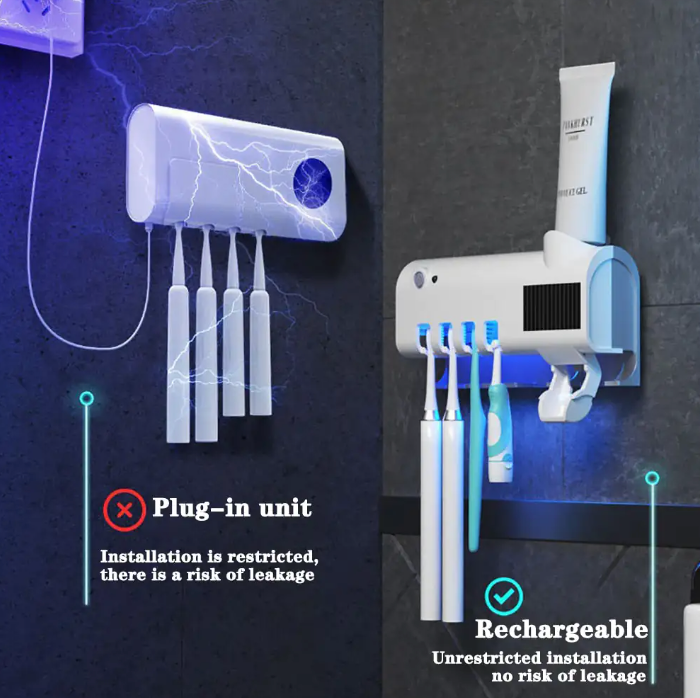 Smart UV Toothbrush Sterilizer and Wall Mount Holder